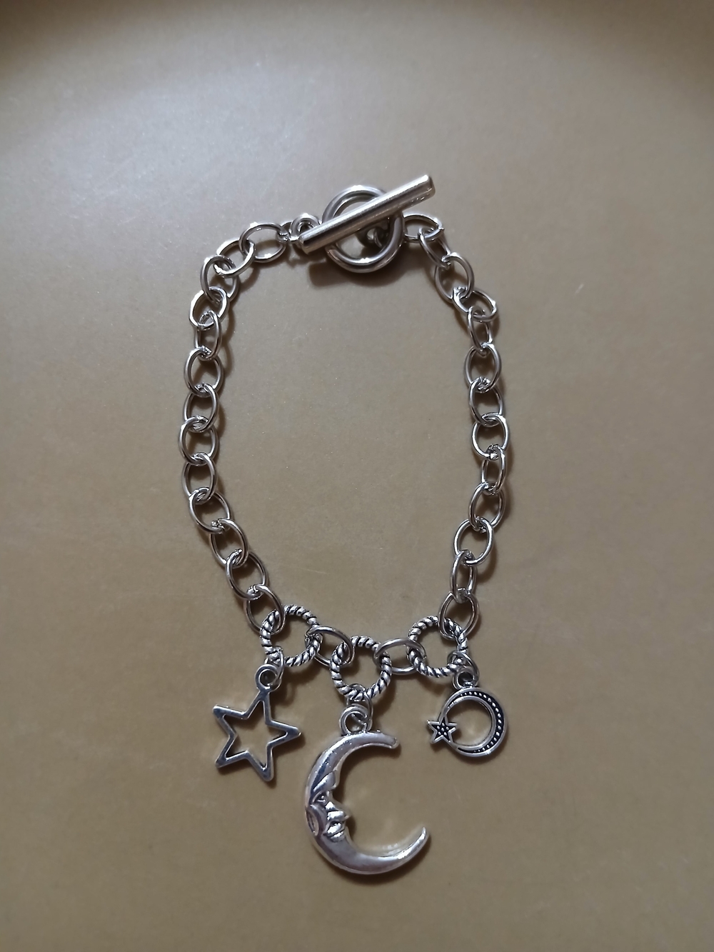 Silver-tone Moon & Star Charm Bracelet